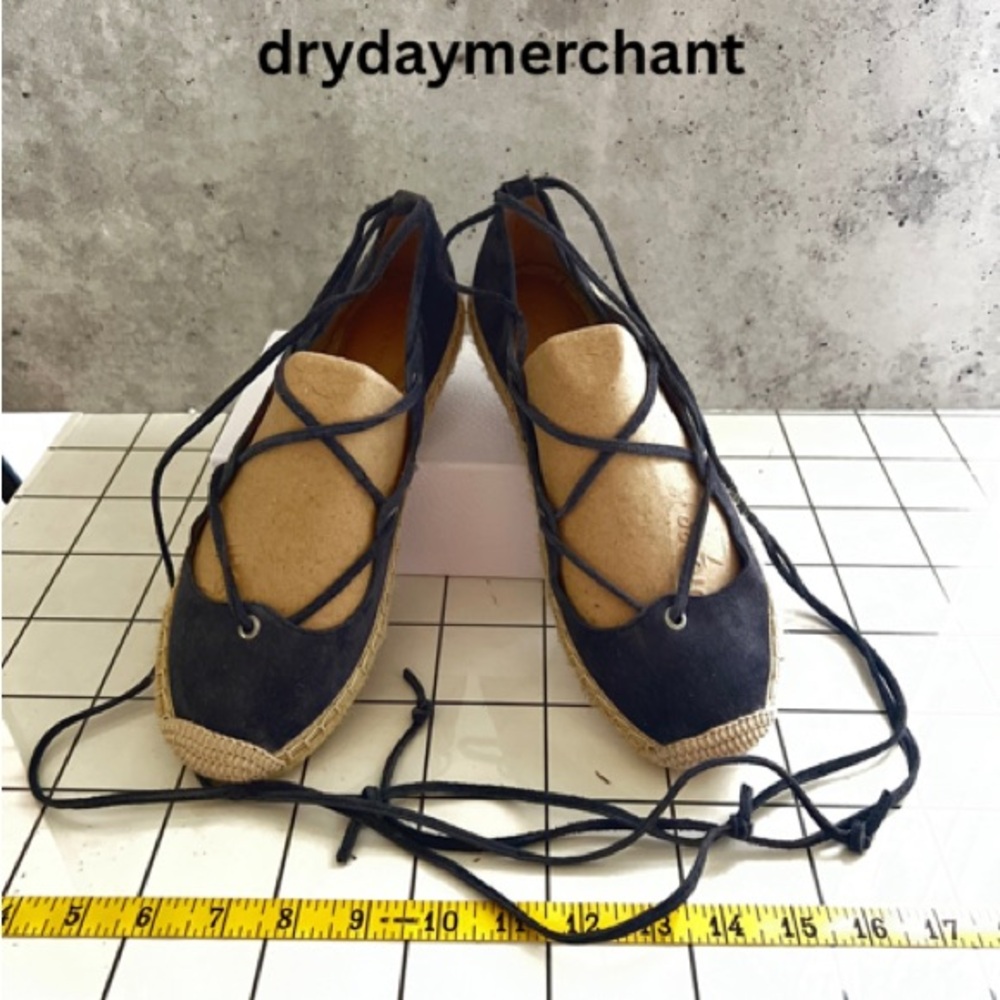 Banana Republic Blue Suede Espadrilles With Ankle Ties Size 7 NWOT